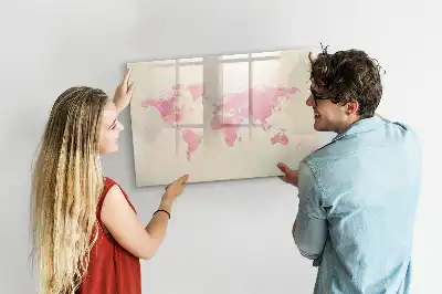 Magnetic marker board watercolor world map print