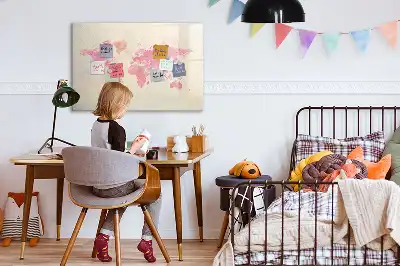Magnetic marker board watercolor world map print