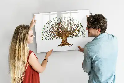 Magnetic glass dry erase board with tree root design