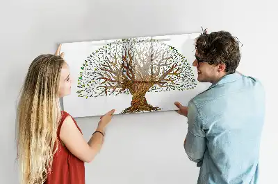 Magnetic glass dry erase board with tree root design