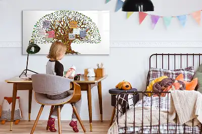 Magnetic glass dry erase board with tree root design