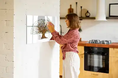 Magnetic glass dry erase board with tree root design