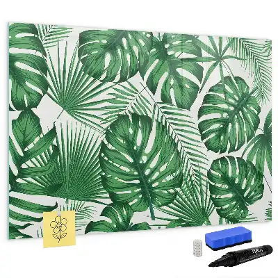Magnetic marker board with monstera leaves design