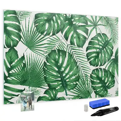 Magnetic marker board with monstera leaves design