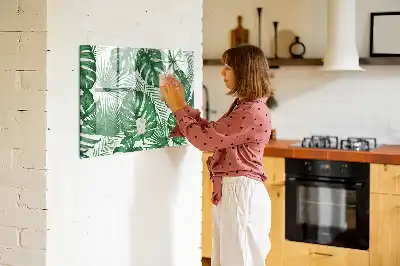 Magnetic marker board with monstera leaves design