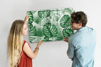 Magnetic marker board with monstera leaves design