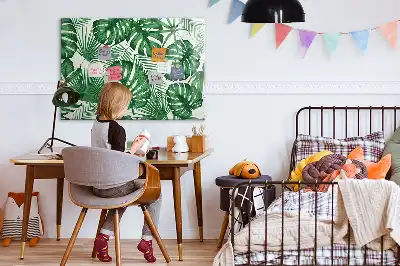 Magnetic marker board with monstera leaves design