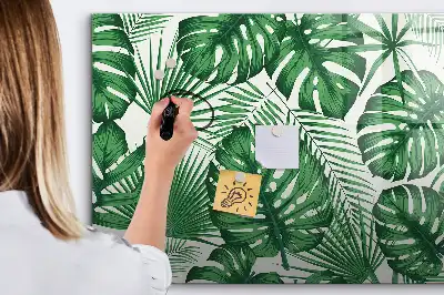 Magnetic marker board with monstera leaves design