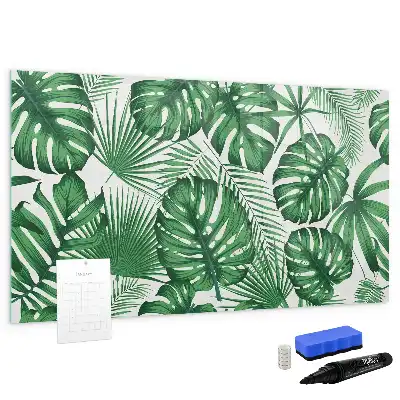 Magnetic marker board with monstera leaves design