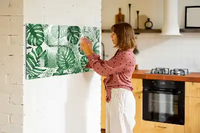 Magnetic marker board with monstera leaves design