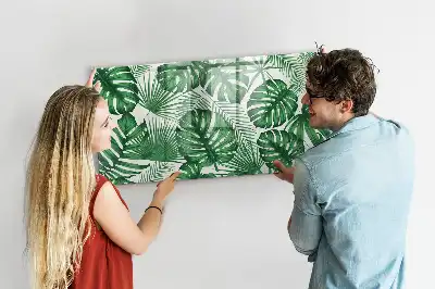 Magnetic marker board with monstera leaves design