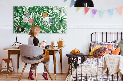 Magnetic marker board with monstera leaves design