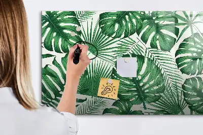 Magnetic marker board with monstera leaves design
