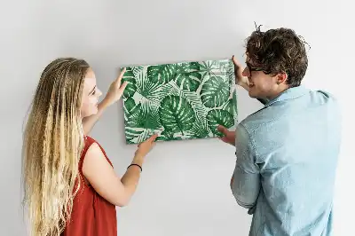 Magnetic marker board with monstera leaves design