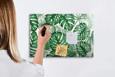 Magnetic marker board with monstera leaves design