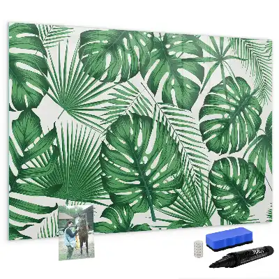 Magnetic marker board with monstera leaves design