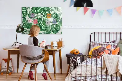 Magnetic marker board with monstera leaves design