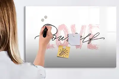 Magnetic marker board with Love Yourself text