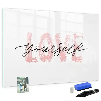 Magnetic marker board with Love Yourself text