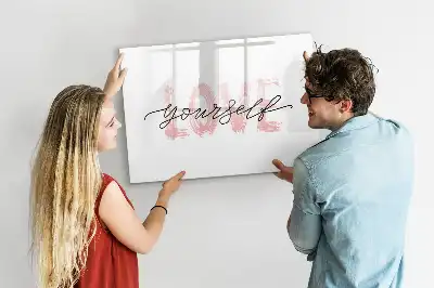 Magnetic marker board with Love Yourself text