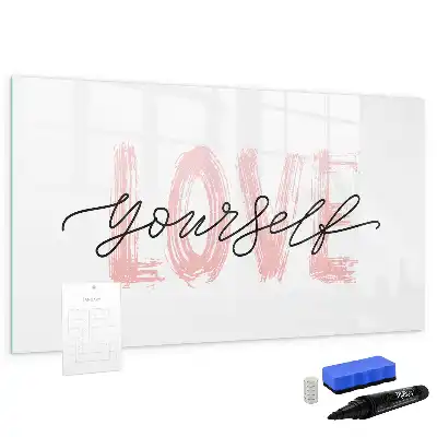 Magnetic marker board with Love Yourself text