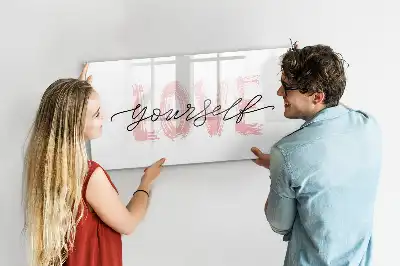 Magnetic marker board with Love Yourself text
