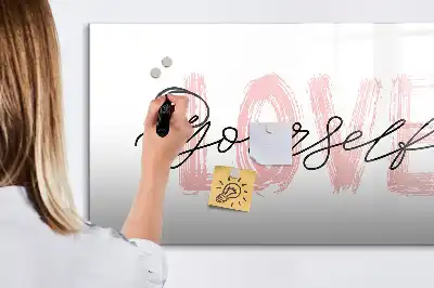 Magnetic marker board with Love Yourself text