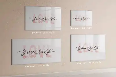 Magnetic marker board with Love Yourself text