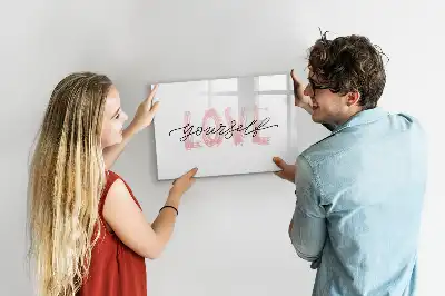 Magnetic marker board with Love Yourself text