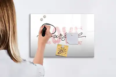 Magnetic marker board with Love Yourself text