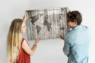 Magnetic glass dry erase board world map design