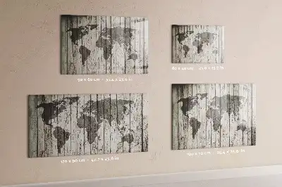 Magnetic glass dry erase board world map design
