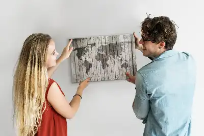 Magnetic glass dry erase board world map design