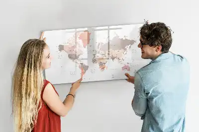 Magnetic world map marker board with a detailed cartographic design