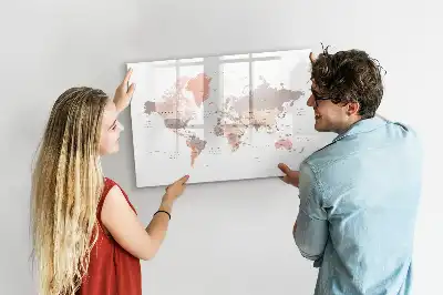 Magnetic world map marker board with a detailed cartographic design