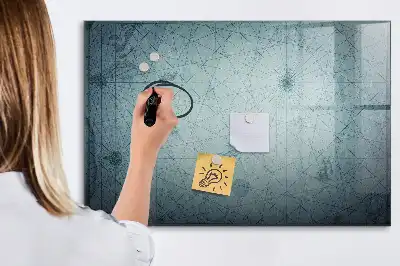 Magnetic glass dry erase board vintage map design