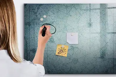 Magnetic glass dry erase board vintage map design