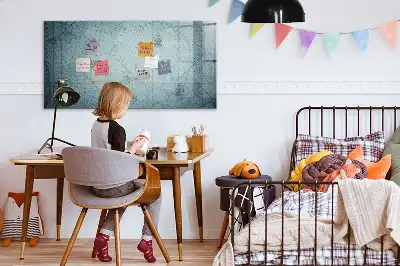 Magnetic glass dry erase board vintage map design