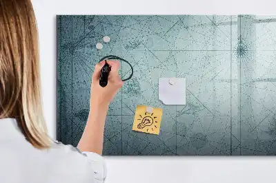 Magnetic glass dry erase board vintage map design
