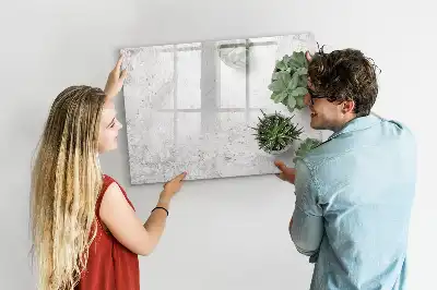 Magnetic glass dry erase board decorative plants