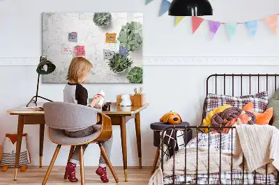 Magnetic glass dry erase board decorative plants