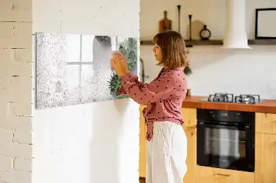 Magnetic glass dry erase board decorative plants