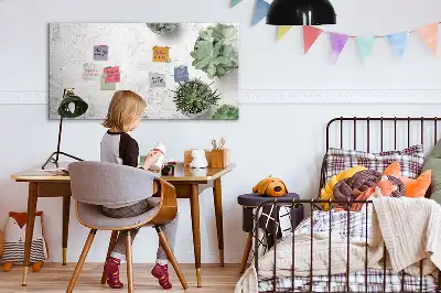 Magnetic glass dry erase board decorative plants