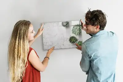 Magnetic glass dry erase board decorative plants