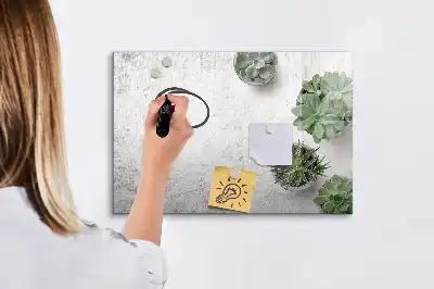 Magnetic glass dry erase board decorative plants