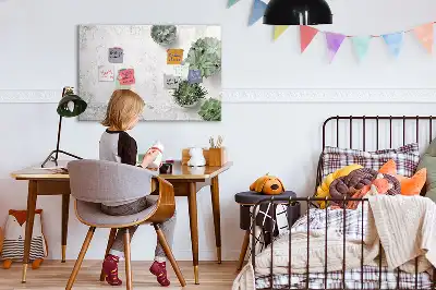 Magnetic glass dry erase board decorative plants