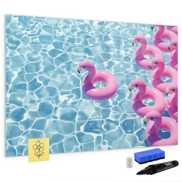 Magnetic glass dry erase board inflatable flamingo design