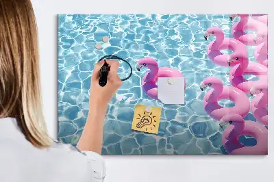 Magnetic glass dry erase board inflatable flamingo design