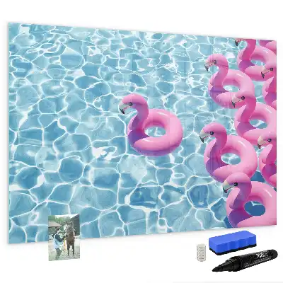Magnetic glass dry erase board inflatable flamingo design
