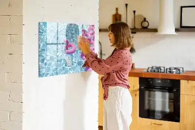 Magnetic glass dry erase board inflatable flamingo design